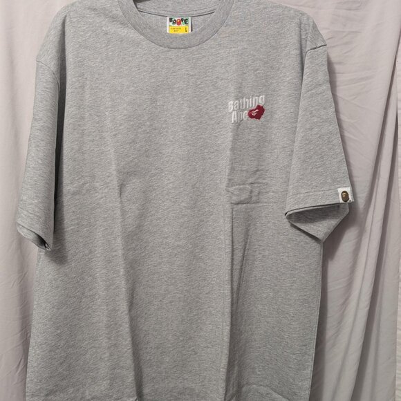BAPE Ape Head Logo Relaxed Fit Heather Gray Tee New with Tags - Picture 1 of 5